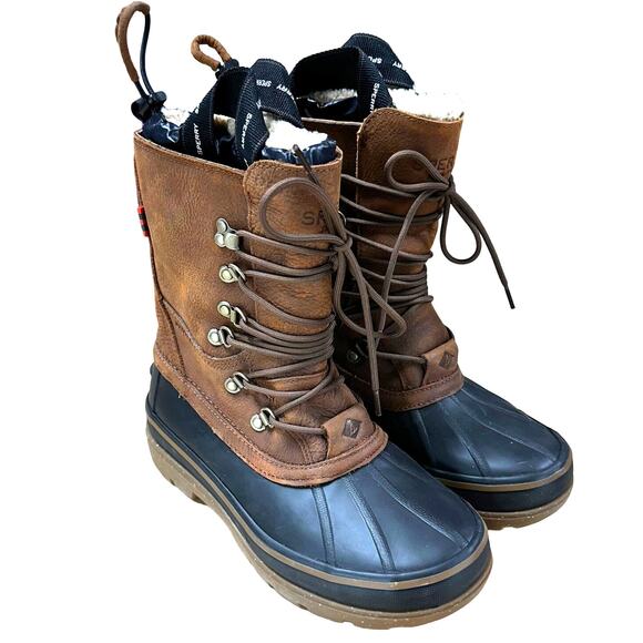 Sperry NWOB Ice Bay Black Tan Winter Duck Boots STS22567 Size 9 Waterproof - Picture 2 of 8